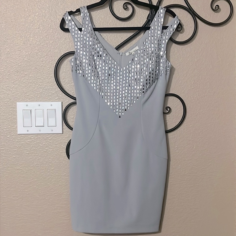 THE CLOTHING COMPANY gray beaded sleeveless dress Size S